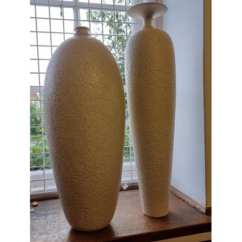 1703 - Studio Pottery: two large vases, impressed marks, largest 66cm high. 