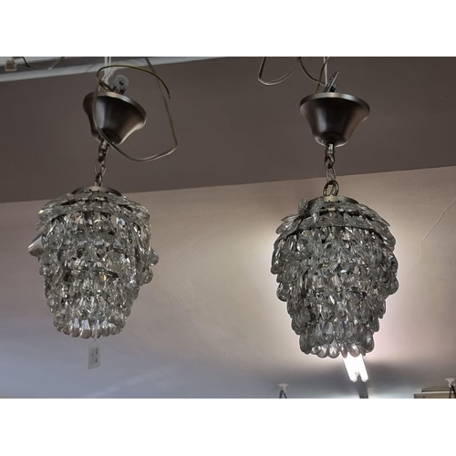 1712 - A pair of modern faceted bead ceiling lights, 40cm high. 