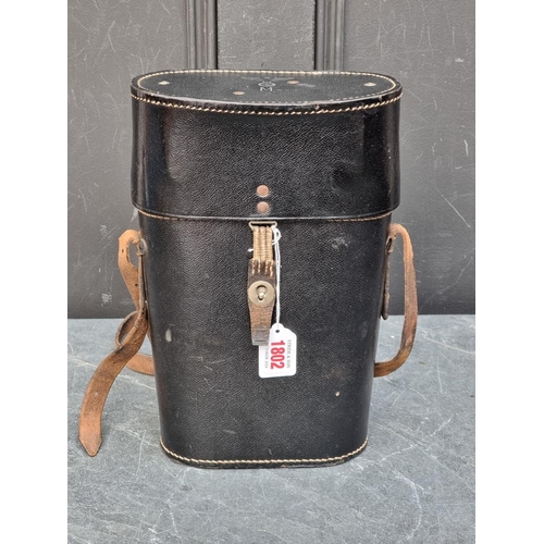 1802 - A WWII German Kriegsmarine binoculars case with Eagle stamp to lid, 30cm high, (no binoculars).... 