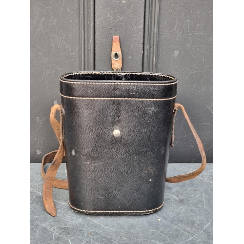 1802 - A WWII German Kriegsmarine binoculars case with Eagle stamp to lid, 30cm high, (no binoculars).... 