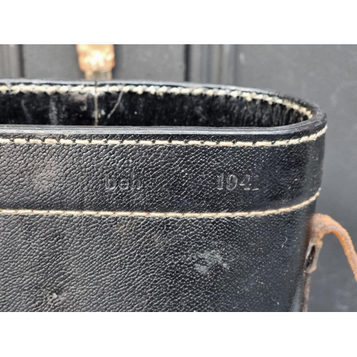 1802 - A WWII German Kriegsmarine binoculars case with Eagle stamp to lid, 30cm high, (no binoculars).... 