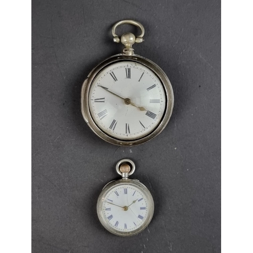 573 - A silver pair cased key wind verge fusee open face pocket watch, by James Gregory Basingstoke, 46mm,... 