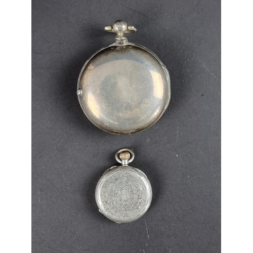 573 - A silver pair cased key wind verge fusee open face pocket watch, by James Gregory Basingstoke, 46mm,... 