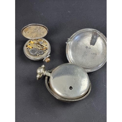 573 - A silver pair cased key wind verge fusee open face pocket watch, by James Gregory Basingstoke, 46mm,... 