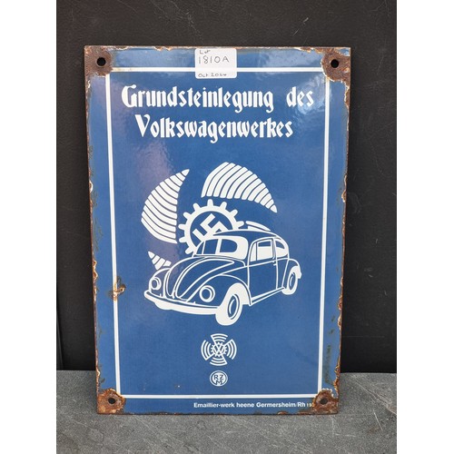 1810A - A late Volkswagen enamel motoring sign, 30 x 20cm.