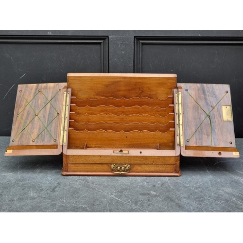 1046 - A Victorian faux grained walnut stationary box, 38.5cm wide.