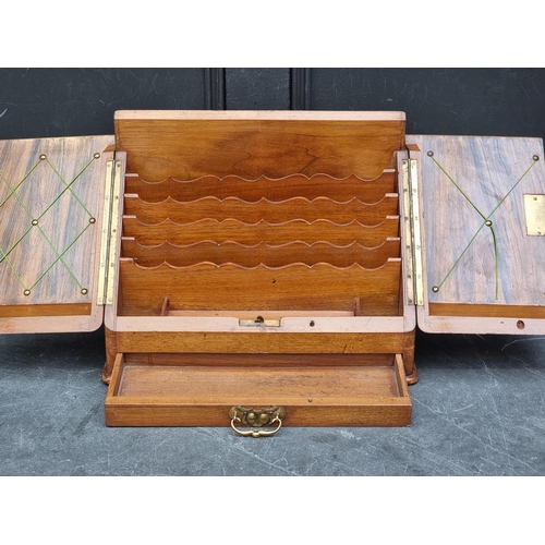 1046 - A Victorian faux grained walnut stationary box, 38.5cm wide.