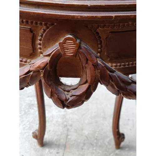 1050 - A Louis XV style giltwood writing table, 77cm wide, (lacking inset surface).