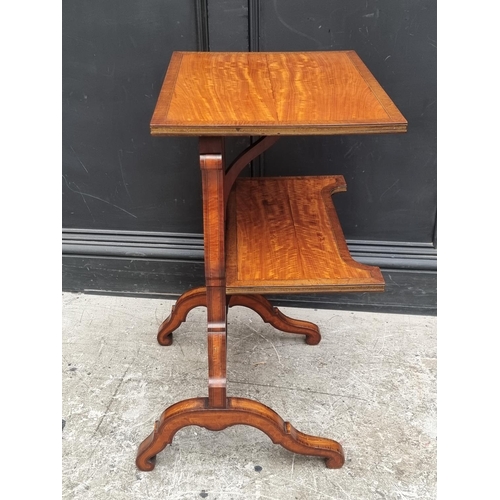 1054 - A good and unusual Victorian satinwood, line inlaid and mahogany banded two-tier folding occasional ... 