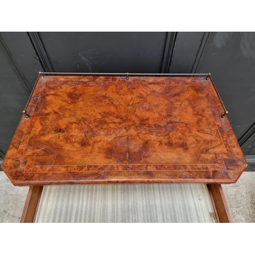 1055 - A Victorian figured walnut and inlaid music cabinet, 60.5cm wide.