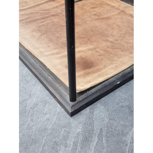 1063 - An ebonized table top display case, 39cm high x 58cm wide x 45.5cm deep.