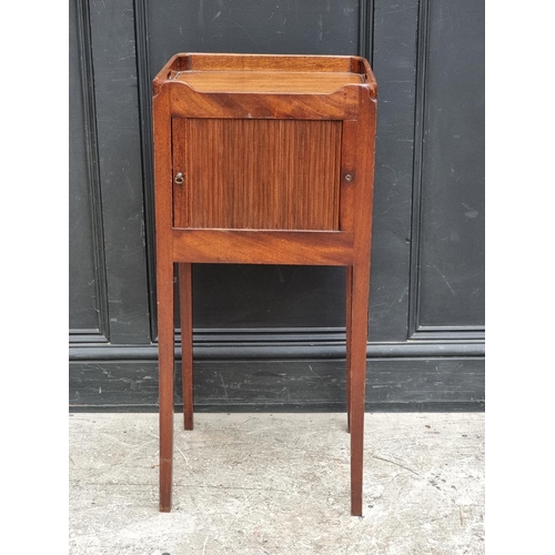 1065 - A George III mahogany tambour door pot cupboard, 39cm wide.