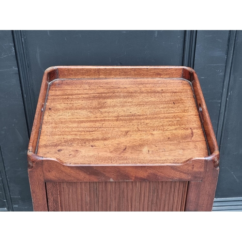 1065 - A George III mahogany tambour door pot cupboard, 39cm wide.