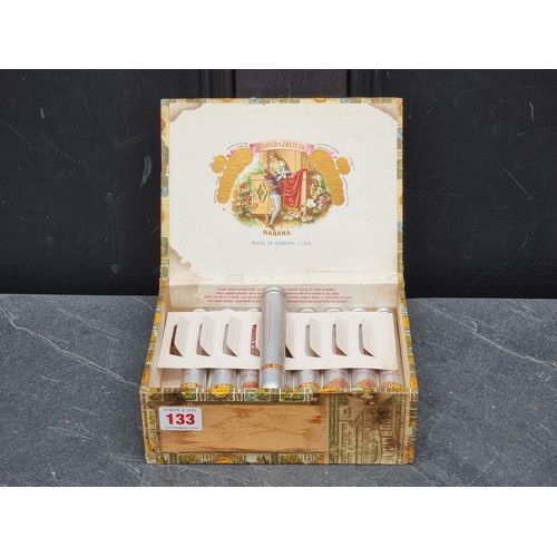 133 - Cigars: a part box of seventeen Romeo y Julieta No.2 Cigars, each in metal tube, in box.... 