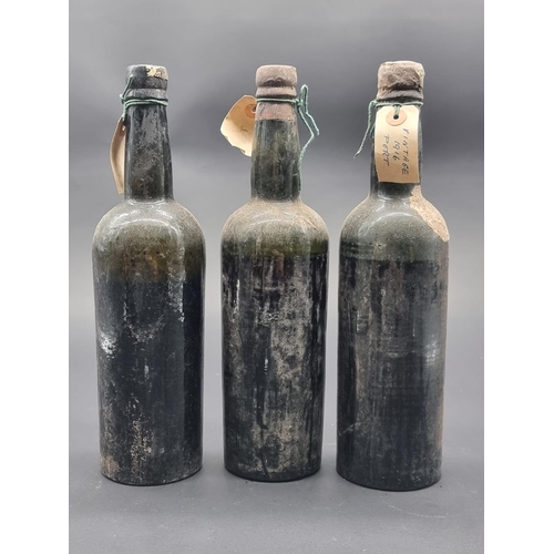 74 - Three bottles of Vintage Port, 1916, (low levels). (3)