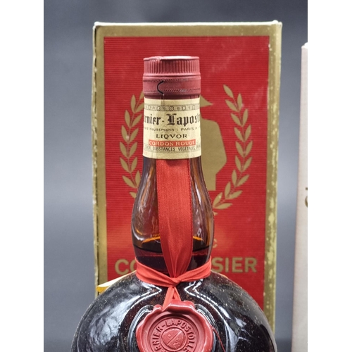 77 - An old bottle of Courvoisier Three Star Luxe Cognac, 1960s bottling; together with a 70cl bottle of ... 