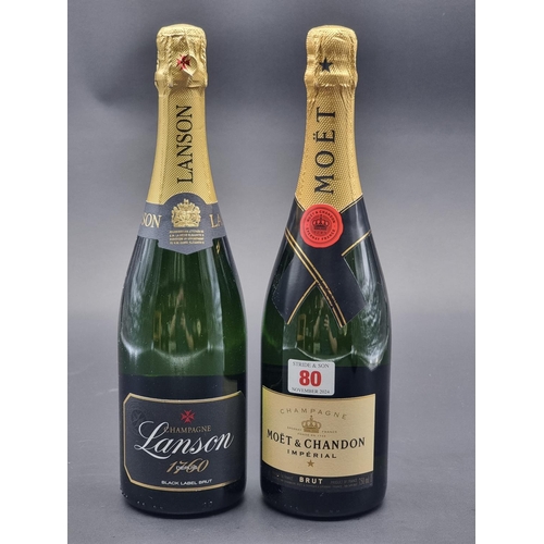 80 - Two 75cl bottles of NV Champagne, comprising: Lanson; and Moet & Chandon. (2)