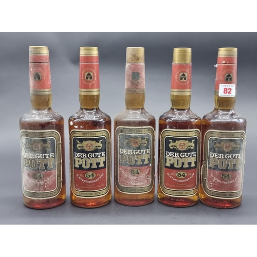 82 - Five 70cl bottles of Der Gute Pott Rum, 54% abv, 1980s bottlings, (seals on four broken, contents se... 