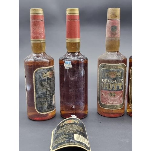 82 - Five 70cl bottles of Der Gute Pott Rum, 54% abv, 1980s bottlings, (seals on four broken, contents se... 