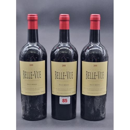 85 - Three 75cl bottles of Chateau Belle-Vue, 2001, Cru Bourgeois Haut-Medoc, (3)