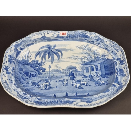 1488 - A 19th century Spode 'Dooreahs Leading Out Dogs' pattern meat plate, from the 'Indian Sporting' seri... 