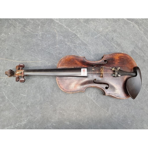 1495 - An antique Continental violin, with 14 1/4in two-piece back, in padded case.