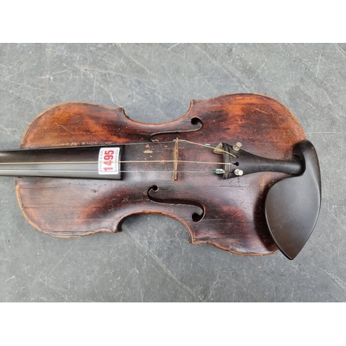 1495 - An antique Continental violin, with 14 1/4in two-piece back, in padded case.