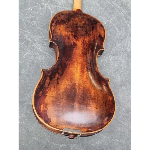 1495 - An antique Continental violin, with 14 1/4in two-piece back, in padded case.