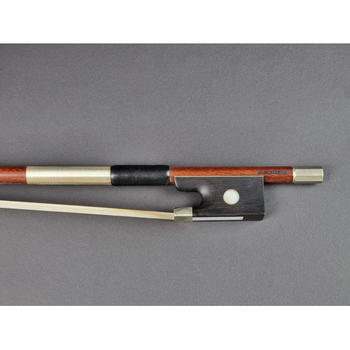 1497 - A violin bow, stamped C F Riberio, total length 74.1cm, 61.8g.