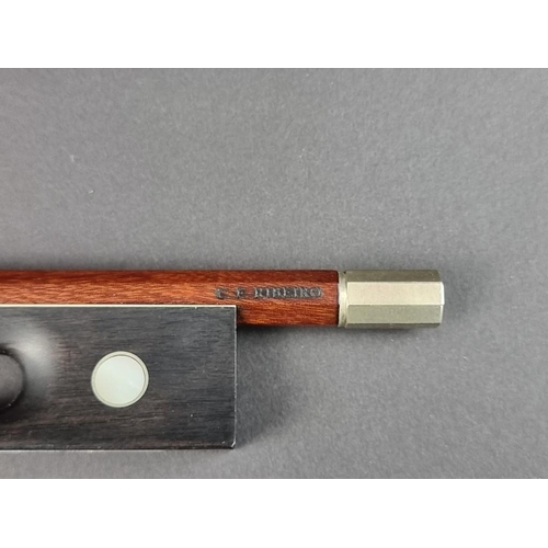 1497 - A violin bow, stamped C F Riberio, total length 74.1cm, 61.8g.