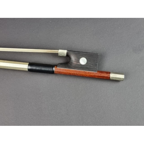 1497 - A violin bow, stamped C F Riberio, total length 74.1cm, 61.8g.