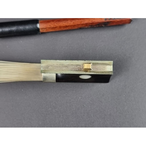 1497 - A violin bow, stamped C F Riberio, total length 74.1cm, 61.8g.