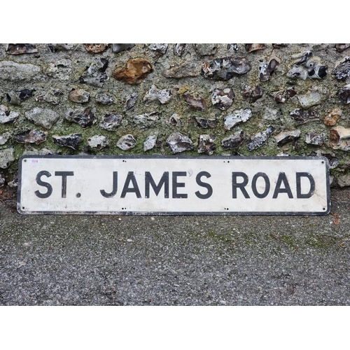 1516 - An old pressed aluminium 'St. James Road' street sign, 23cm high x 119.5cm wide.