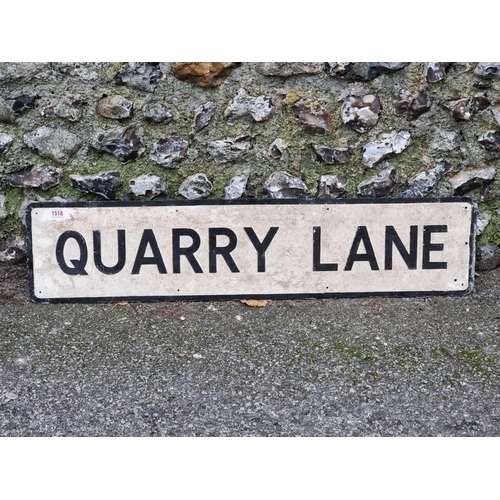 1518 - An old pressed aluminium 'Quarry Lane' street sign, 23cm high x 101cm wide.