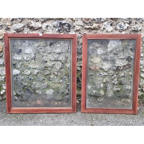 1523 - Two etched glass bar windows, 95 x 83.5cm and 95 x 67.5cm respectively.Provenance: Murrays Hotel, Sh... 