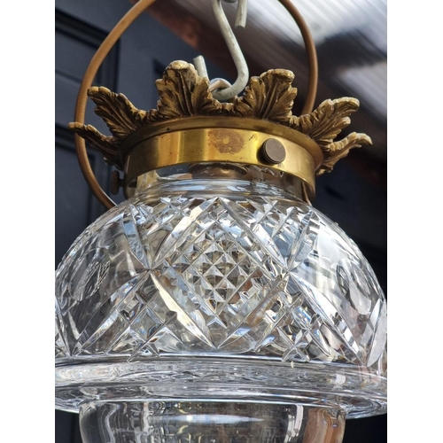 1510 - A small brass mounted cut glass ceiling light, total height 23cm.