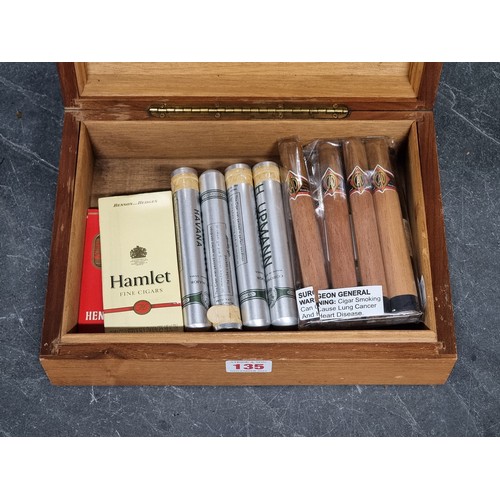 135 - Cigars: four H Upmann 'Corona Major', each in metal tube; and twenty other various; together with a ... 