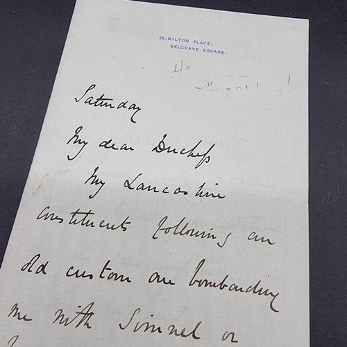 205 - HENRY JAMES (Politician): 2 ALS from Henry James addressed 'My Dear Duchess', both undated on paper ... 