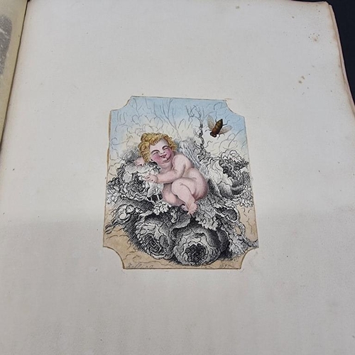 214 - SCRAP ALBUM: Margaret Jordan: album amicorum of watercolours, prints and poetry, 1829 and later: con... 