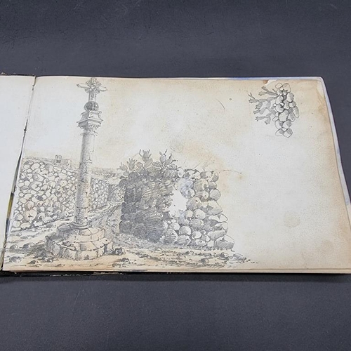 220 - MALTA: MEDLYCOTT (Edward B): album of pencil sketches and watercolours dated December 1st 1854, some... 