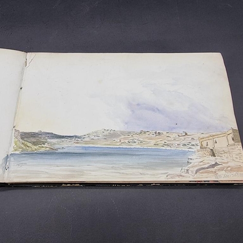 220 - MALTA: MEDLYCOTT (Edward B): album of pencil sketches and watercolours dated December 1st 1854, some... 