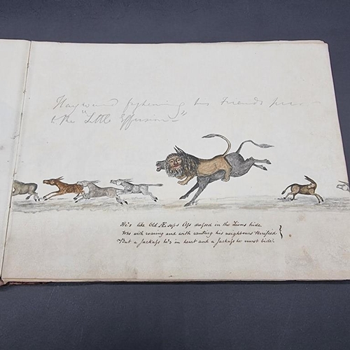 221 - CARICATURE ALBUM: 'Political Donkeys': album c.1840, 12pp with watercolours and a few other pen... 