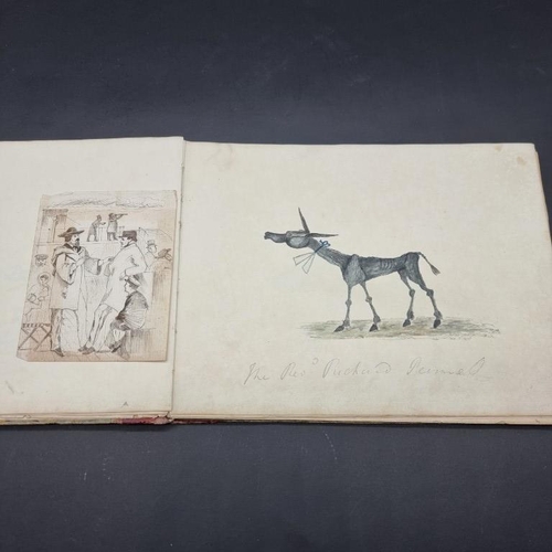 221 - CARICATURE ALBUM: 'Political Donkeys': album c.1840, 12pp with watercolours and a few other pen... 