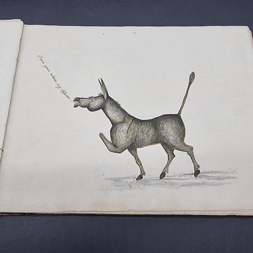 221 - CARICATURE ALBUM: 'Political Donkeys': album c.1840, 12pp with watercolours and a few other pen... 