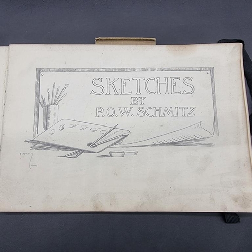 222 - SKETCHES BY POW SCHMITZ: an album of drawings by a German POW at the end of World War I and aft... 