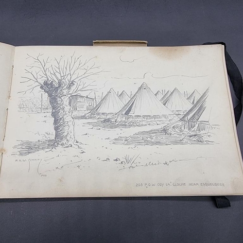 222 - SKETCHES BY POW SCHMITZ: an album of drawings by a German POW at the end of World War I and aft... 