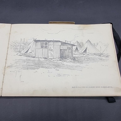 222 - SKETCHES BY POW SCHMITZ: an album of drawings by a German POW at the end of World War I and aft... 