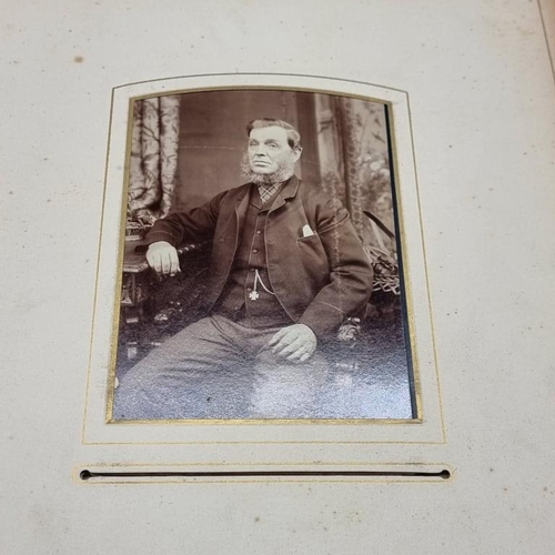 227 - CARTE DE VISITE: album of approx 225 CDV portraits, embossed brown morocco covers with metallic clos... 