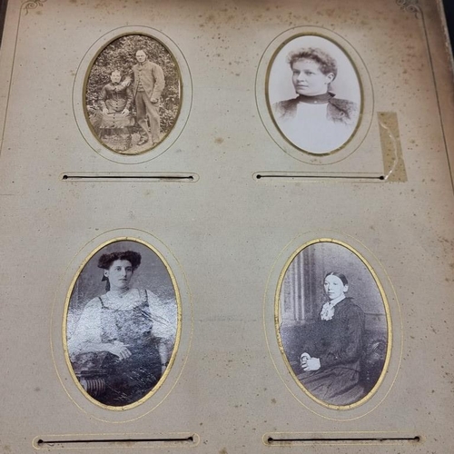 227 - CARTE DE VISITE: album of approx 225 CDV portraits, embossed brown morocco covers with metallic clos... 