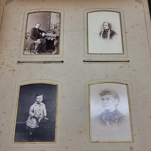 227 - CARTE DE VISITE: album of approx 225 CDV portraits, embossed brown morocco covers with metallic clos... 